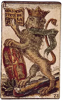 Woodcut Prints: Commemorative card of the Spanish constitution of 1812