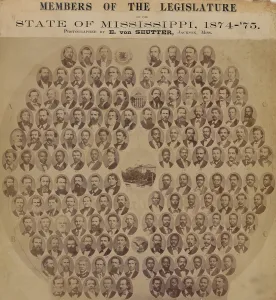 Post Civil War Prints: Commemorative photo montage of the members of the Mississippi Legislature, in 1874-'75