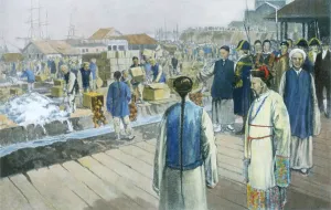 Canton Prints: Commissioner Lin Zexu oversees the destruction of contraband opium seized from British traders