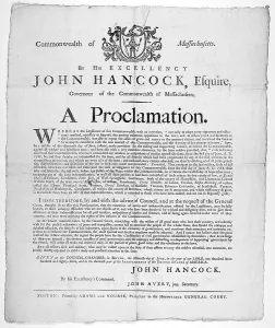 Daniel Prints: Commonwealth of Massachusetts. By His excellency John Hancock