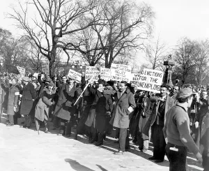 Depression Prints: Communist marchers heading towards the White House demanding unemployment insurance and cash relief
