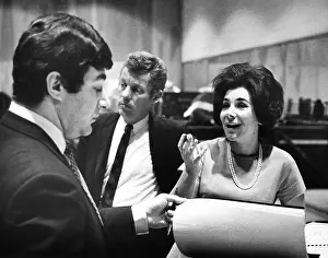 Butler Prints: Composer Marvin David Levy (left) listens as soprano Evelyn Lear sings. April 6, 1967