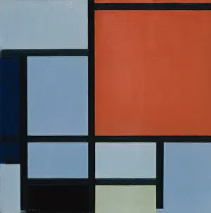 Square Prints: COMPOSITION, by Piet Mondrian, 1921, Dutch, De Stijl, Neoplasticism, oil paint on canvas