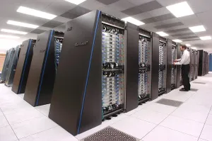 Progress Prints: Computer scientist at Argonne National Laboratory inspects the new IBM Blue Gene/P supercomputer
