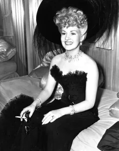 Diamond Necklace Prints: CONEY ISLAND, Betty Grable, having a smoke on-set
