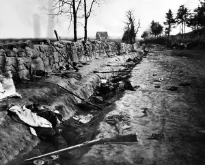Stone Wall Prints: Confederate dead behind the stone wall of Marye's Heights