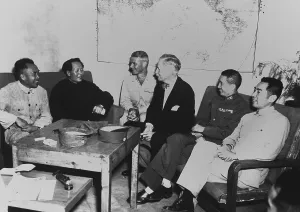 Post War Prints: Conference between Chinese Communists and U.S. Ambassador Patrick Hurley, August 27, 1945