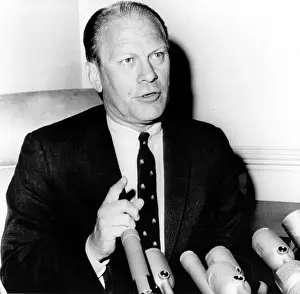 Ford Prints: Congressman Gerld R. Ford at a press conference defending the U