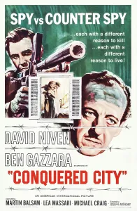 Niven Prints: CONQUERED CITY, US poster art, from left: Ben Gazzara, David Niven, 1962