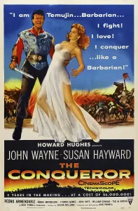 White Dress Prints: THE CONQUEROR, US poster art, from left: John Wayne, Susan Hayward, 1956