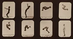 Motion Prints: Consecutive images of a man doing a back somersault