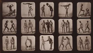 Acrobatics Prints: Consecutive images of men doing acrobatics
