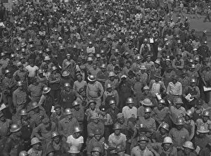 Valley Prints: Construction workers of the 7 AM to 3 PM. shift at Fort Loudon Dam, Tennessee