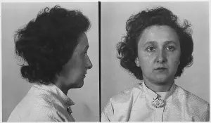 Espionage Prints: Convicted atomic spy Ethel Rosenberg in a head and shoulders mug shot