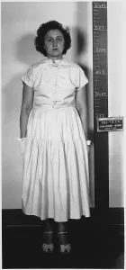 Espionage Prints: Convicted atomic spy Ethel Rosenberg in a standing mug shot