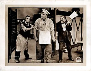 Open Door Prints: THE COOK, front: Roscoe Fatty Arbuckle, left: Buster Keaton, 1918