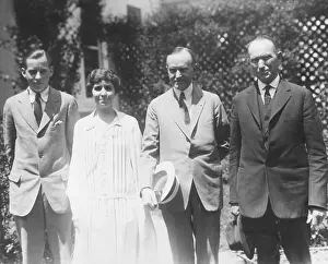 Deaths Prints: Coolidge family on White House lawn shortly after the death of 16 year of Calvin Coolidge