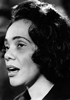 Coretta Prints: Coretta Scott King reads prepared statement at news conference