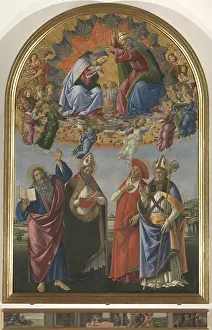 Sandro Filipepi Prints: The Coronation of the Virgin with St John the Evangelist St Augustine St Jerome St Eligius (Altarpiece of St Mark)