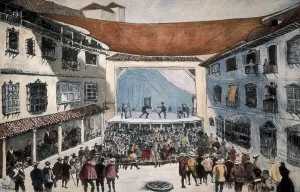 Fine Art Prints: Corral de la Pacheca, ancient open-air auditorium inaugurated in 1583 and located in a plot owned by Isabel Pacheco