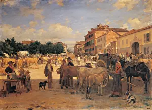 Oil On Panel Prints: Cosola Demetrio, Chivasso Market