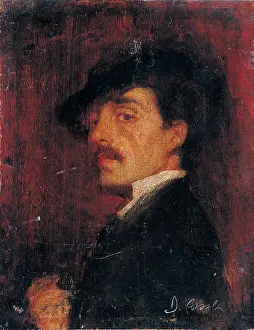 Oil On Panel Prints: Cosola Demetrio, Man Wearing a Hat