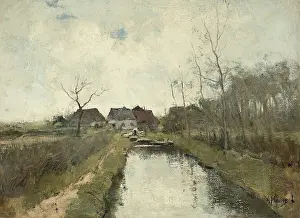 Reflection Prints: Cottages near a Ditch, by Anton Mauve