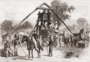 Machine Prints: Cotton press in operation in the South after the U.S. Civil War