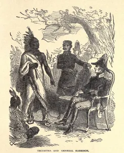 War Heroes Prints: Council of Vincennes between General William Henry Harrison and Indian Confederation leader Tecumseh in August 1811