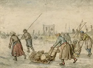 Frozen Prints: Country Leaders with Sled on the Ice