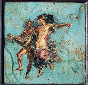 Couple in Flight, by unknown artist, 62-79, 1st Century A.D. fresco, 45 x 45 cm - Italy, Campania, Naples, National Archaeological Museum, Room LXXII, inv. 9135