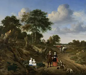 Brother Prints: Couple in a Landscape, by Adriaen van de Velde, 1667, Dutch painting, oil on canvas