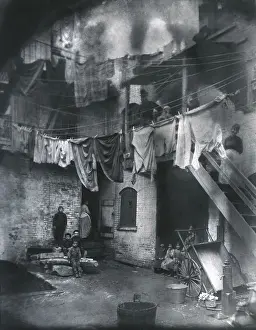 Atmospheric Prints: COURT AT 14 BAXTER STREET, by Jacob Riis, c. 1888-1890