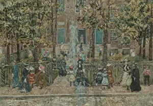 Post Impressionist Prints: COURT YARD, WEST END LIBRARY, BOSTON