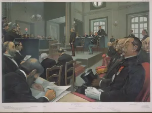 Images Dated 14th December 2010: Courtroom scene of the espionage trail of Captain Alfred Dreyfus at Rennes in 1899