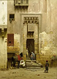 Antique Prints: The Courtyard of a House in Cairo