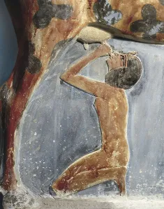 Wadi Biban El Muluk Prints: The cow goddess Hathor breast feeding young Amenophis II
