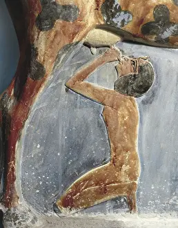 Wadi Biban El Muluk Prints: The cow goddess Hathor breast feeding young Amenophis II