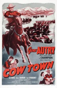 Jock Prints: COW TOWN, US poster art, from left: Gene Autry, Jock Mahoney, Gail Davis, Gene Autry, 1950