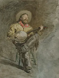 Pants Prints: COWBOY SINGING, by Thomas Eakins, 1892, American watercolor painting