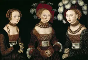 Cranach, Lucas, "the Elder" (1472-1553). Three princesses of Saxony, Sibylla (1515-92), Emilia (1516-91) and Sidonia (1518-75), daughters of Duke Heinrich of Frommen