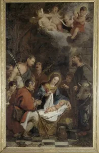CRAYER, Gaspar de (1584-1669). Adoration of the Shepherds. Flemish art. Oil on canvas. BELGIUM. Tournai. Fine Arts Museum. AISA/Everett Collection**US SALES ONLY**