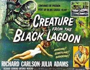 Julia Prints: CREATURE FROM THE BLACK LAGOON, upper left, as the Creature': Ben Chapman (on land)