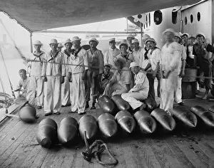 Ammunition Prints: Crew of the USS Texas, posing with ammunition