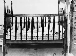 Investigations Prints: The empty crib of Charles A. Lindbergh Jr. after his kidnapping on March 1, 1932