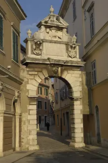 Croatia Prints: CROATIA. Rovinj. Balbi Arch (1680) with the Venetian lion of St