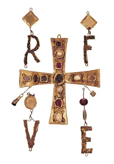 Jewel Prints: Cross and letters with inlay of precious stones belonging to the Treasury of Torredonjimeno