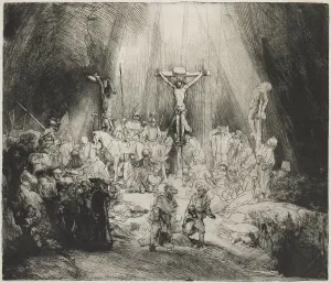 Gbcfa Prints: Three Crosses, by Rembrandt van Rijn, 1633, Dutch print, engraving, drypoint