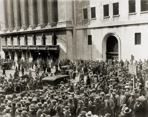 Wall Street Prints: Crowd gathers outside the New York Stock Exchange during the Crash of October 1929