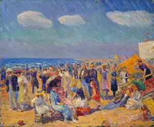 Couples Prints: CROWD AT THE SEASHORE, by William Glackens